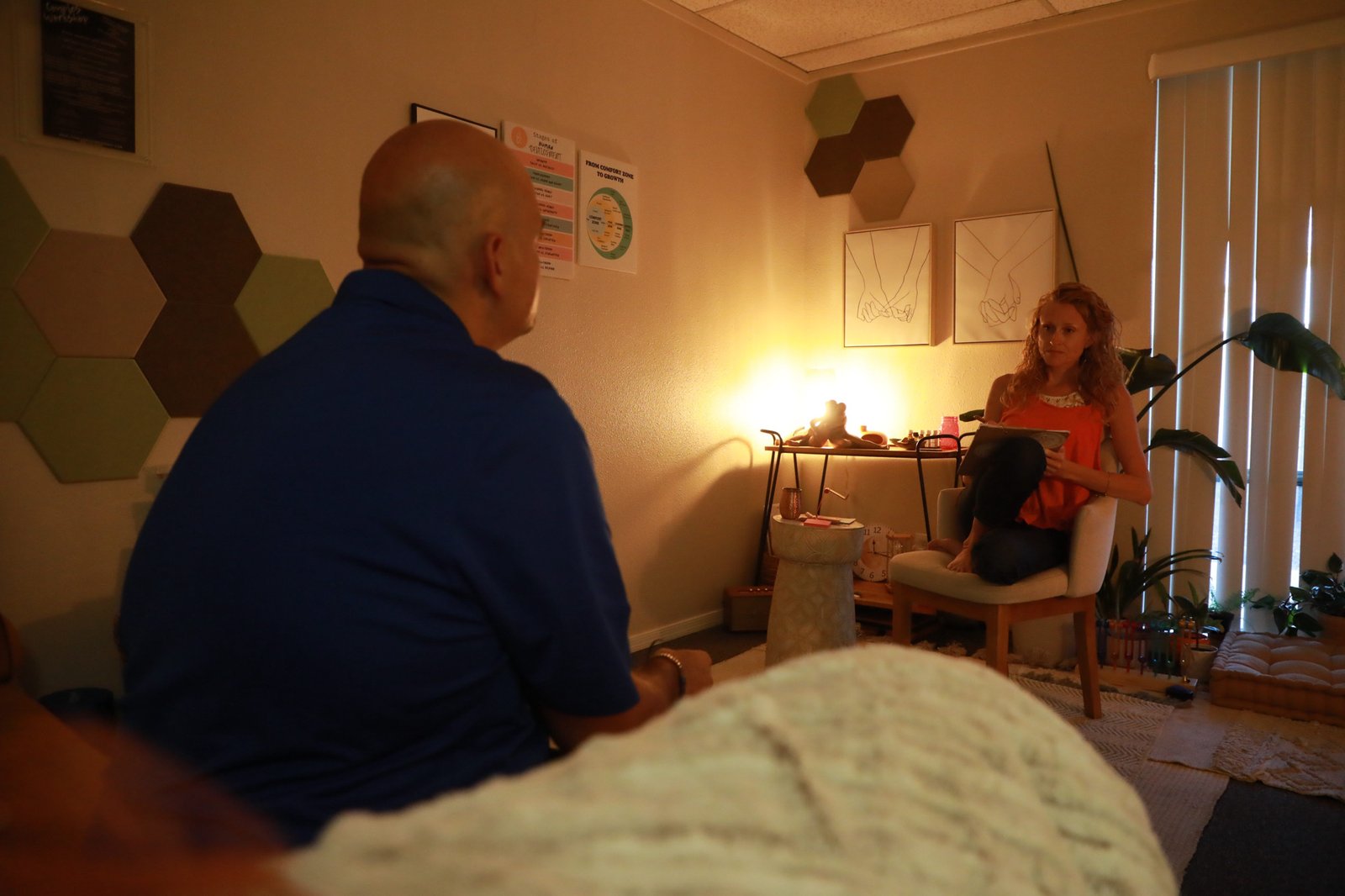 Alicia Wright, LCSW, founder of The Wild Within Therapy & Coaching, in session at her Mesa, Arizona office